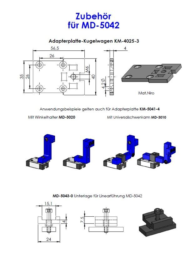 Zubehör MD-5042 Adapterplate Kugelwagen KM 4025-3