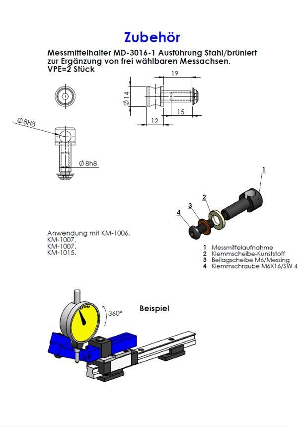 Zubehör Messmittelhalter MD-3016-1