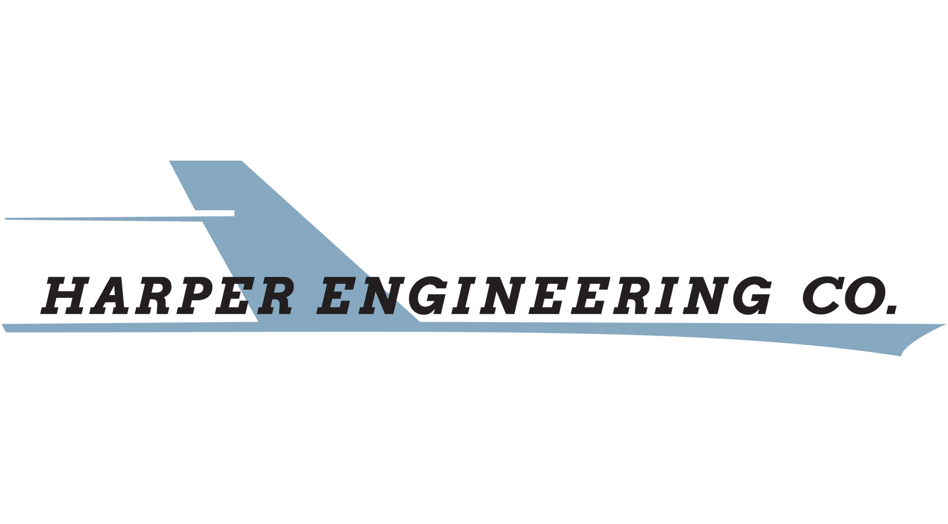 The logo for harper engineering co. has a plane wing on it.