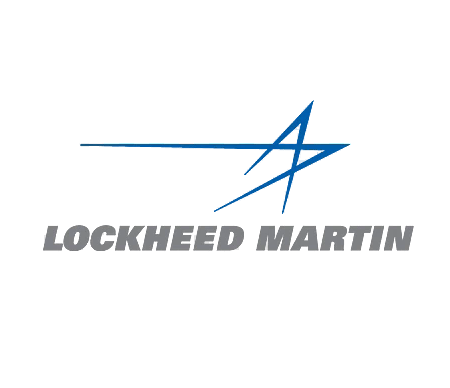 A blue and white logo for lockheed martin