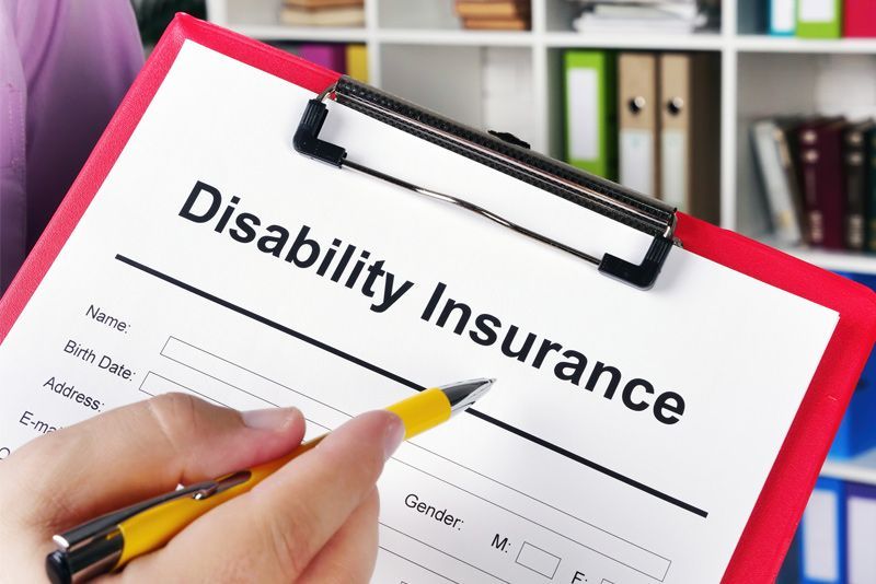 close up of disability insurance paperwork
