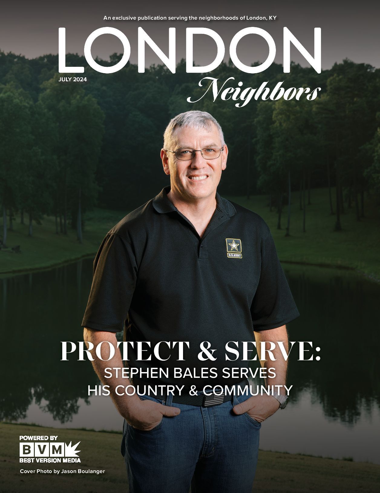 Man in black shirt smiles. Cover of 