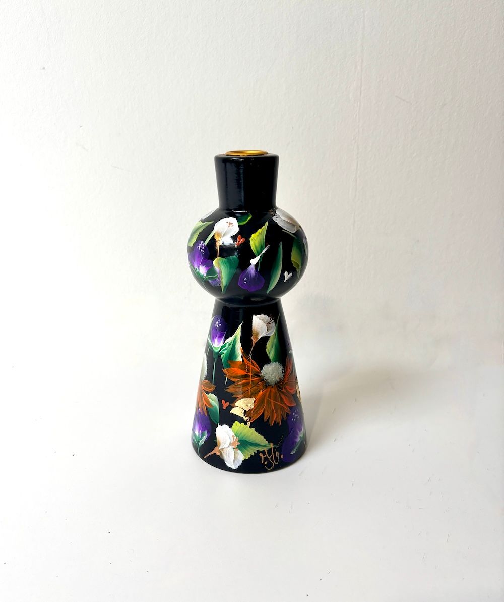 Kandelaar Black Flower