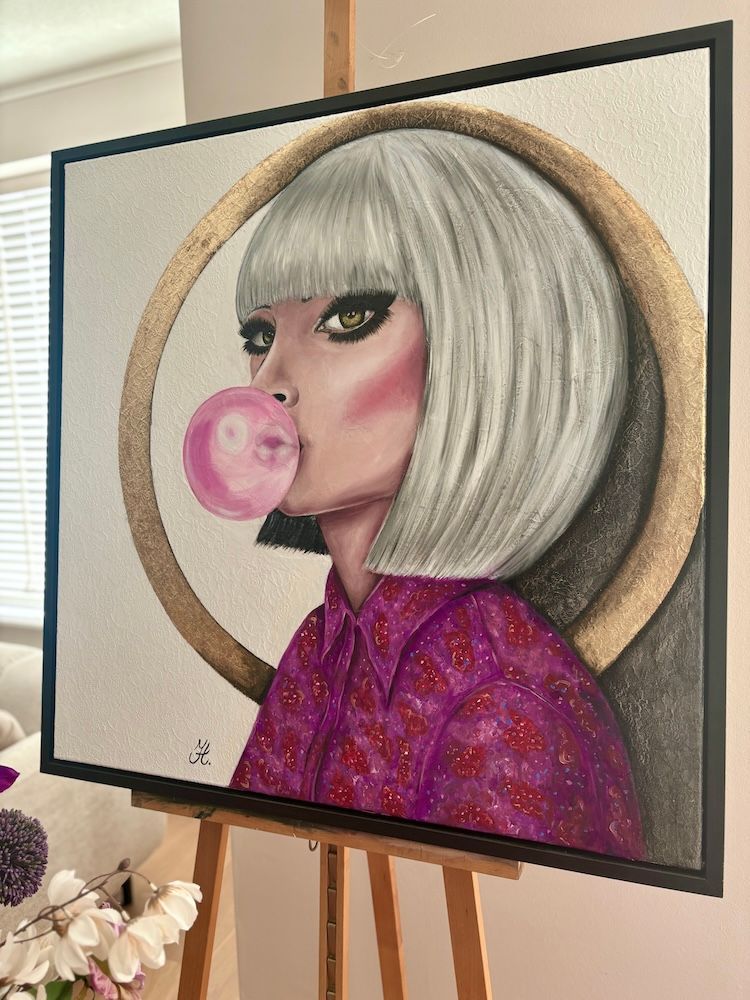 Chill Bubble mixed media doek