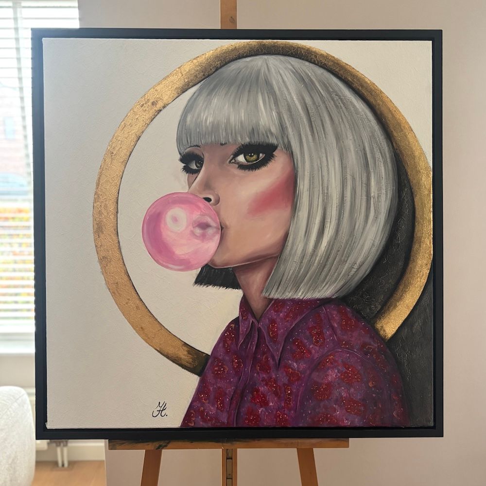 Chill Bubble mixed media doek