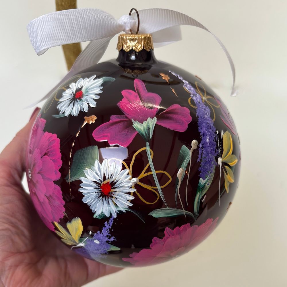 Large kerstbal purple brown