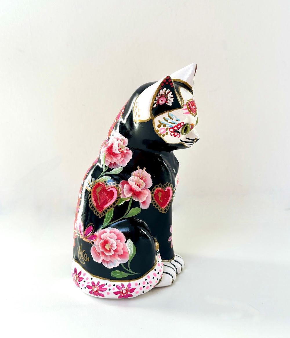 Beeld katje black red pink