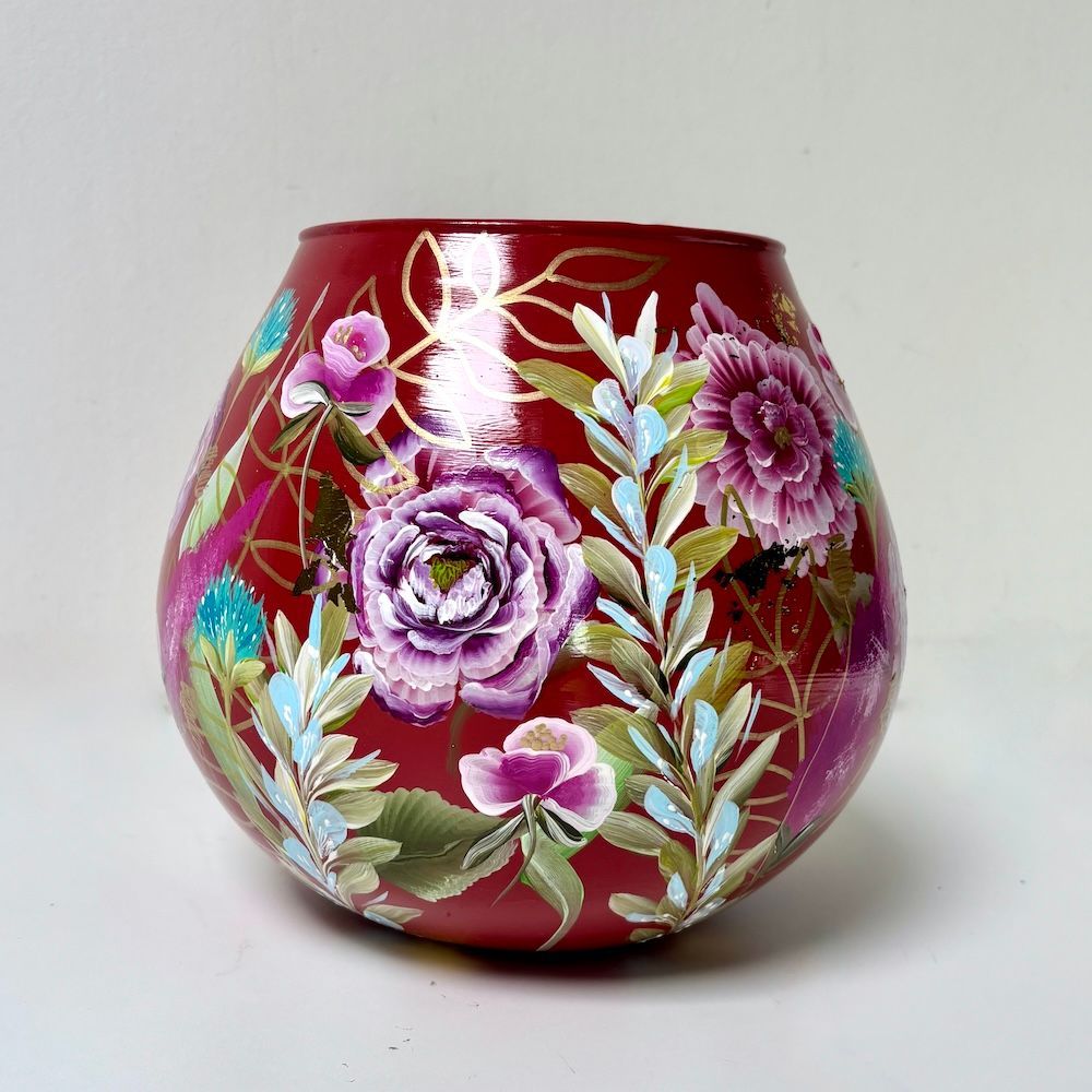Vaas stone red kolibrie