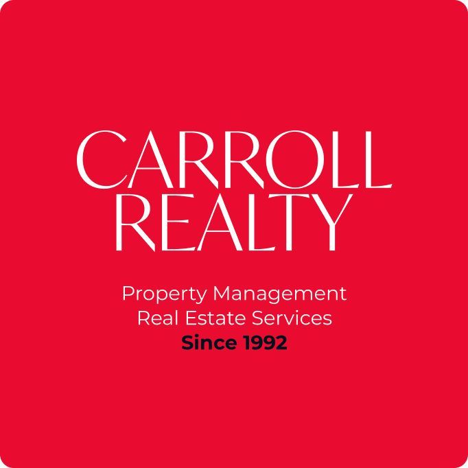 The logo for carroll realty property management real estate services since 1992