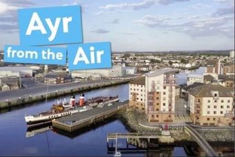 Ayr from the Air Many of us dreamt of being able to fly as a child. So join us as we take a bird's eye tour of Ayr, on Scotland's West Coast flying over the town with stunning views of the Waverley, the world's last seagoing, passenger-carrying paddle steamer, the famous beach, Greenan and Alloway, birthplace of the poet Robert Burns.