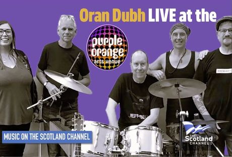 Join us as acoustic folk-rock band Oran Dubh perform live at Bathgate’s Purple Orange Arts Venue. Oran Dubh features the vocal talents of Claire Gibson and John Strachan, the emphasis is very much on the songs which are uplifting and poignant; being about peace, love and hope.
The line up has vocals, drums, bass, acoustic guitar and a combination of mandolin/banjo/whistle being played by multi-instrumentalist Hugh Stewart. 
Hailing from Glasgow and the West Coast of Scotland, Oran Dubh perform memorable, uplifting and original songs.