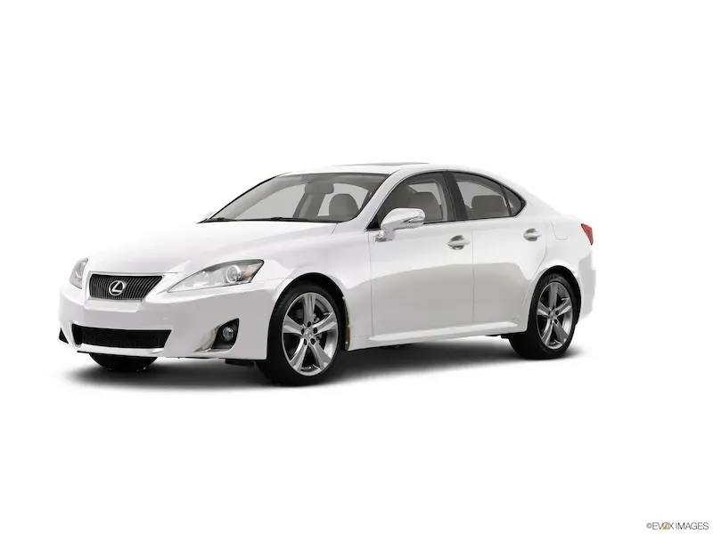 A white lexus is250 is shown on a white background.