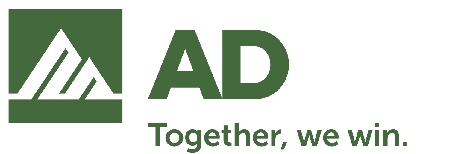 The ad logo is green and white and says `` together , we win ''.