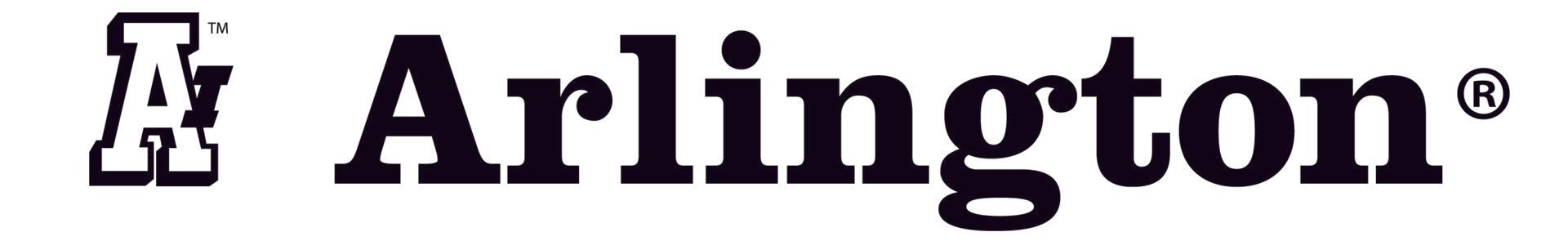 A black and white logo for arlington on a white background