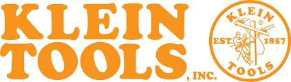 the logo for klein tools is orange and white