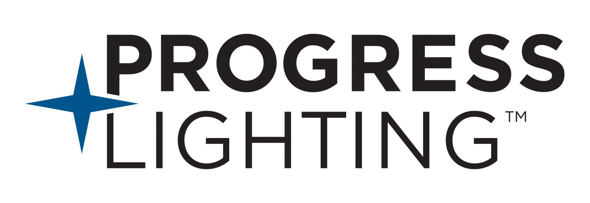 a logo for progress lighting with a blue star in the middle .