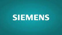 the siemens logo is on a blue background .