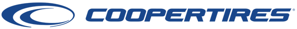 A blue logo for cooper tires on a white background