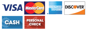 accepting visa, mastercard, american express, discover, cash, and personal check