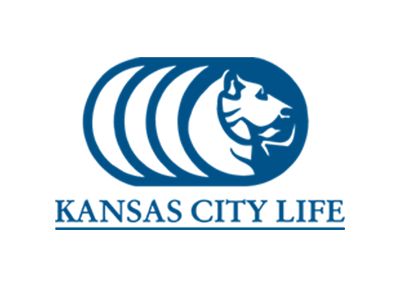 Kansas City Life logo with blue lion emblem and company name in blue text