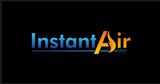 A logo for instant air inc. on a black background