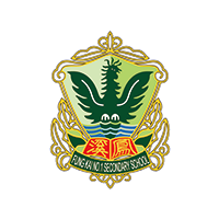Fung Kai No. 1 Secondary School crest: green phoenix above water, red book, gold frame.