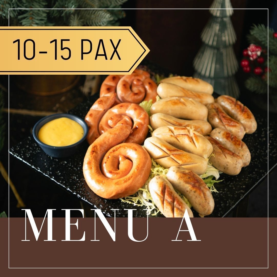 Menu A: Sausage platter with mustard, for 10-15 people.