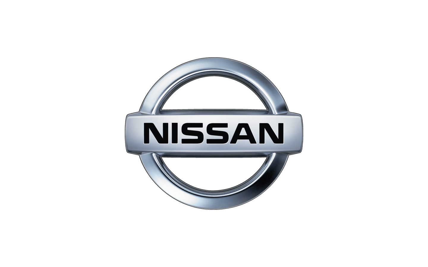 Nissan logo: Silver circular emblem with 