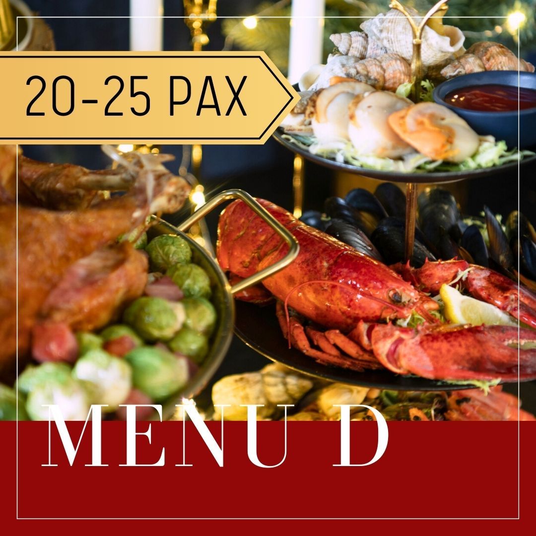 Menu D: Seafood and roasted turkey platter for 20-25 people.