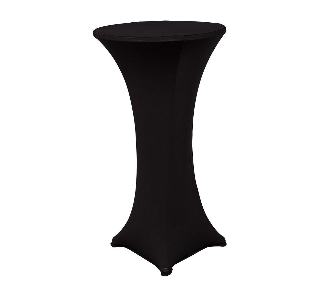 Black spandex cocktail table.