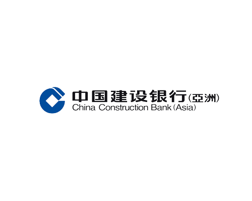 Logo of China Construction Bank (Asia): a blue and white emblem, Chinese characters, and English text on a white background.