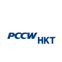 PCCW HKT logo in blue text on a white background.