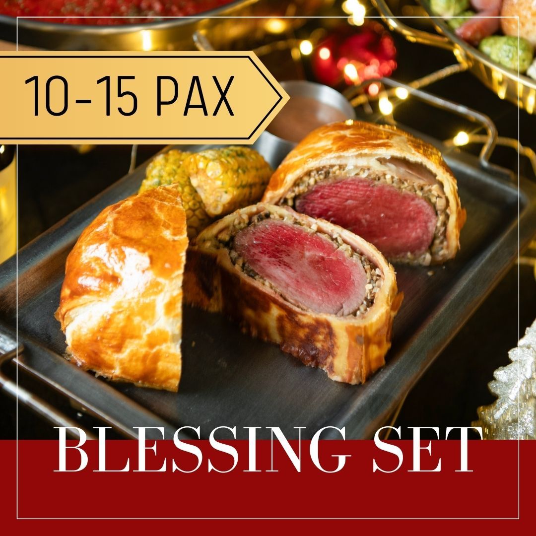 Beef Wellington dish on a tray, catering for 10-15 people, part of a