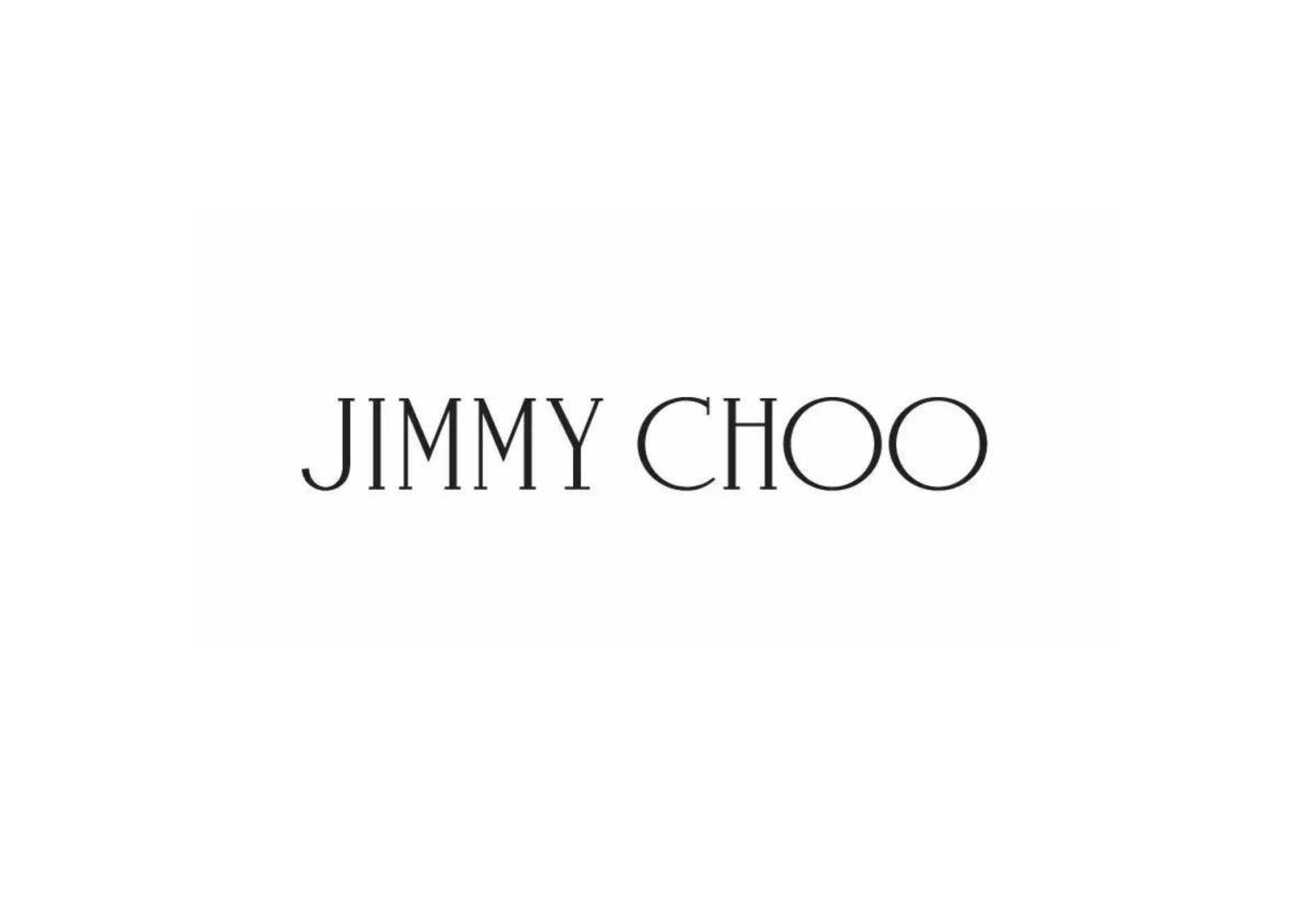 白色背景上的黑色字體 Jimmy Choo 標誌。