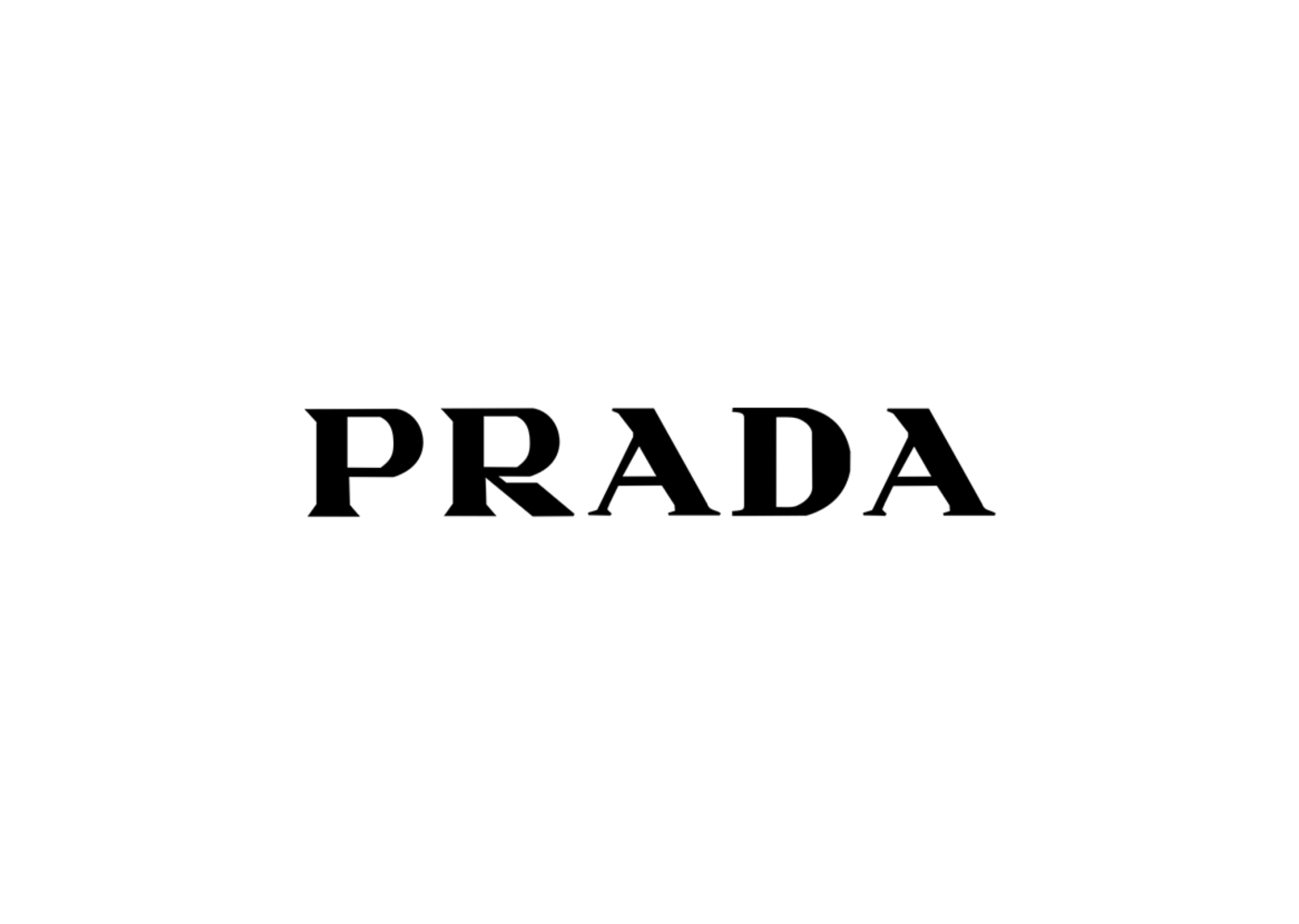 白色背景上的黑色文字 Prada 標誌。