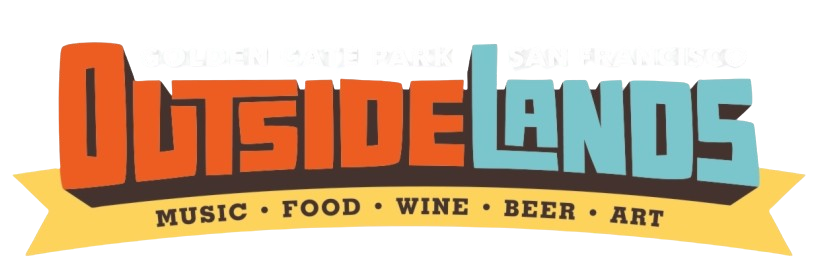 A logo for outside lands music food wine beer art