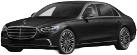 A black mercedes benz s class is shown on a white background.