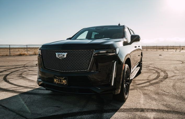 Black Cadillac Escalade front exterior for executive SUV service