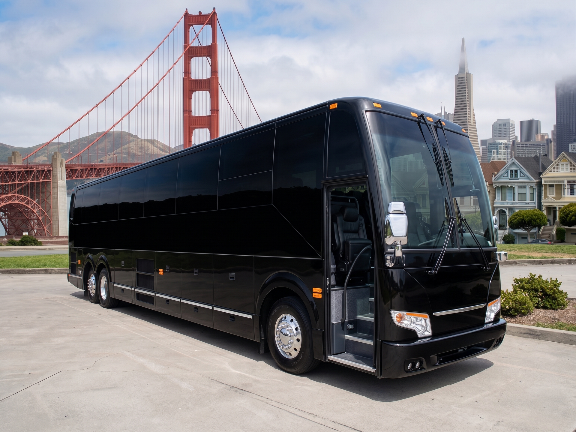 Executive coach bus for group charters in San Francisco