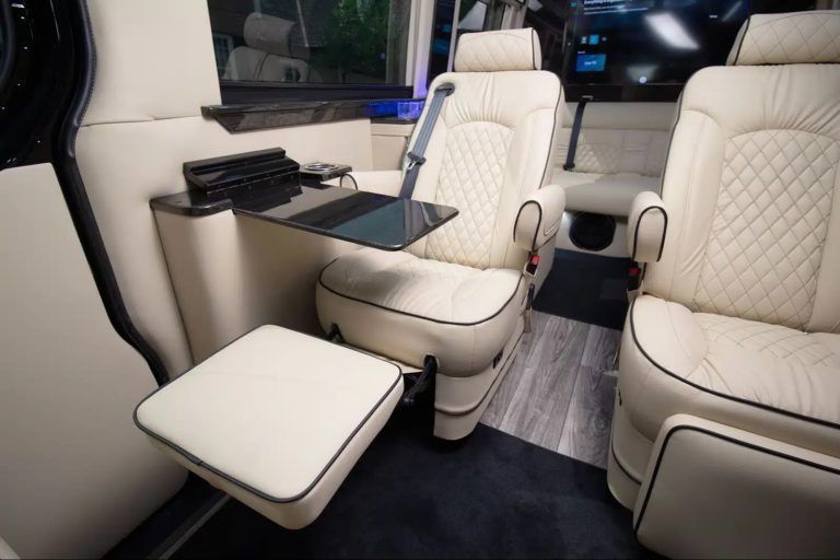 Jet Sprinter interior with executive seating and luxury trim