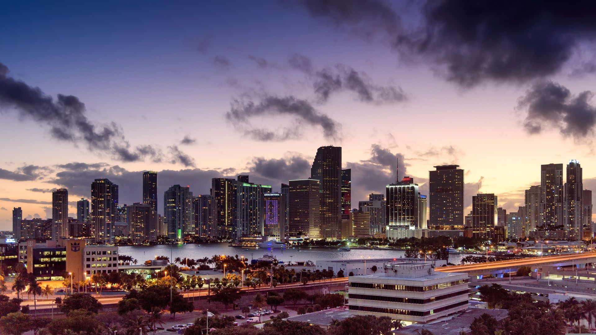 Miami skyline and waterfront for nationwide chauffeur service