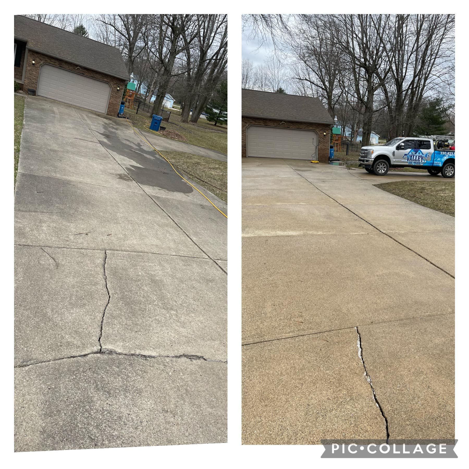 Cement Driveway Power Washed