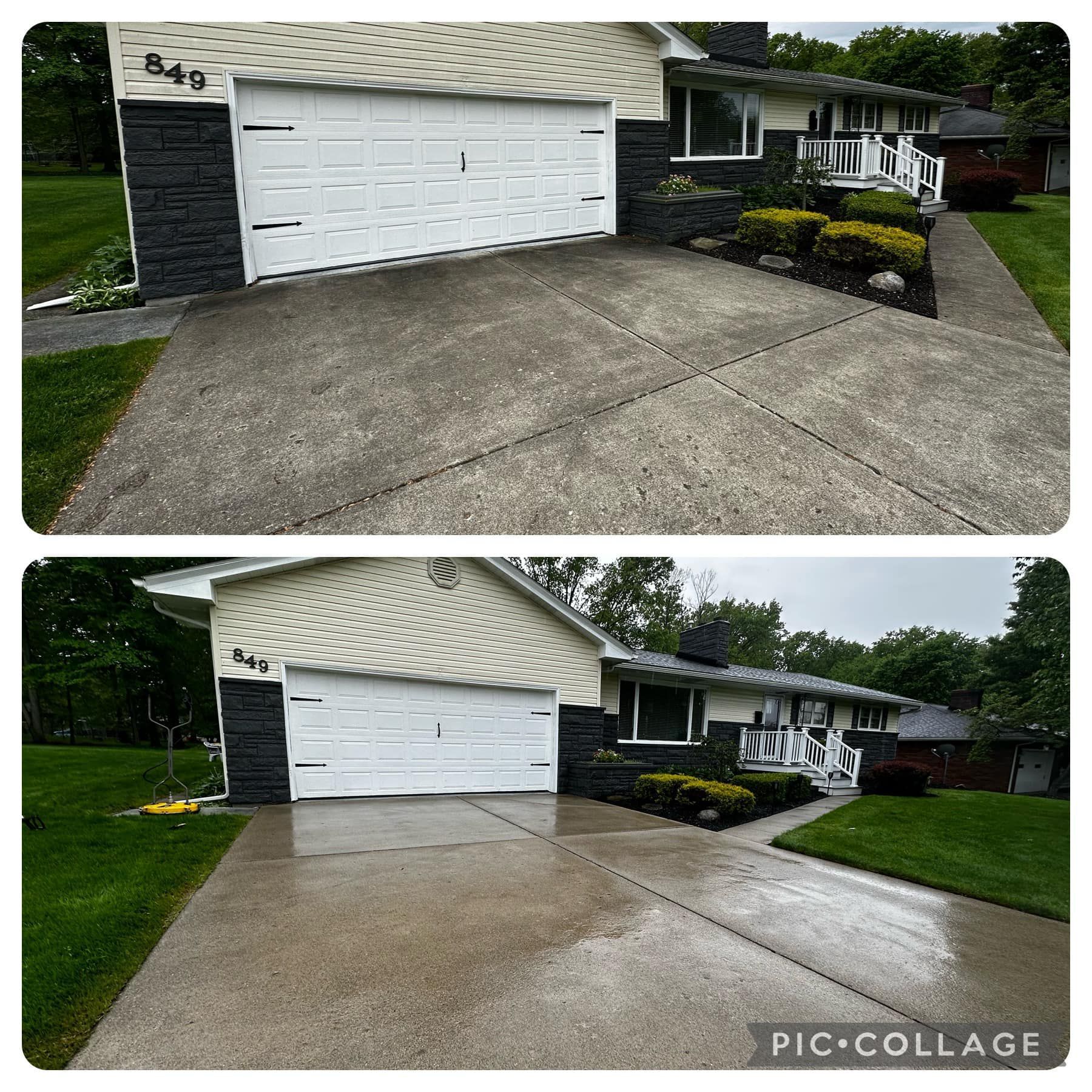 Cement Driveway Before & After Pressure Washing