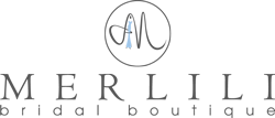 Merlili bridal boutique logo with a dress icon inside a circle.