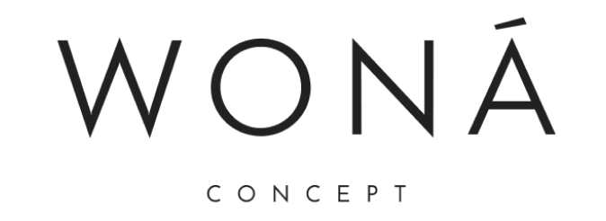 Logo for WONÁ CONCEPT, featuring the brand name in a sans-serif font, with 