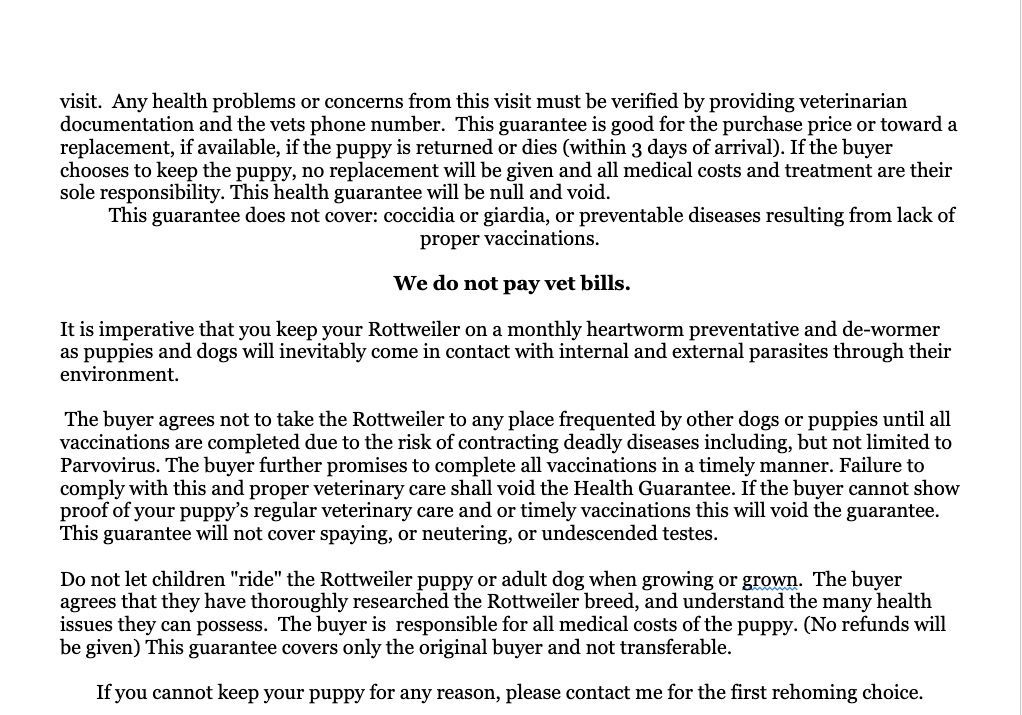 Puppy health guarantee part 3