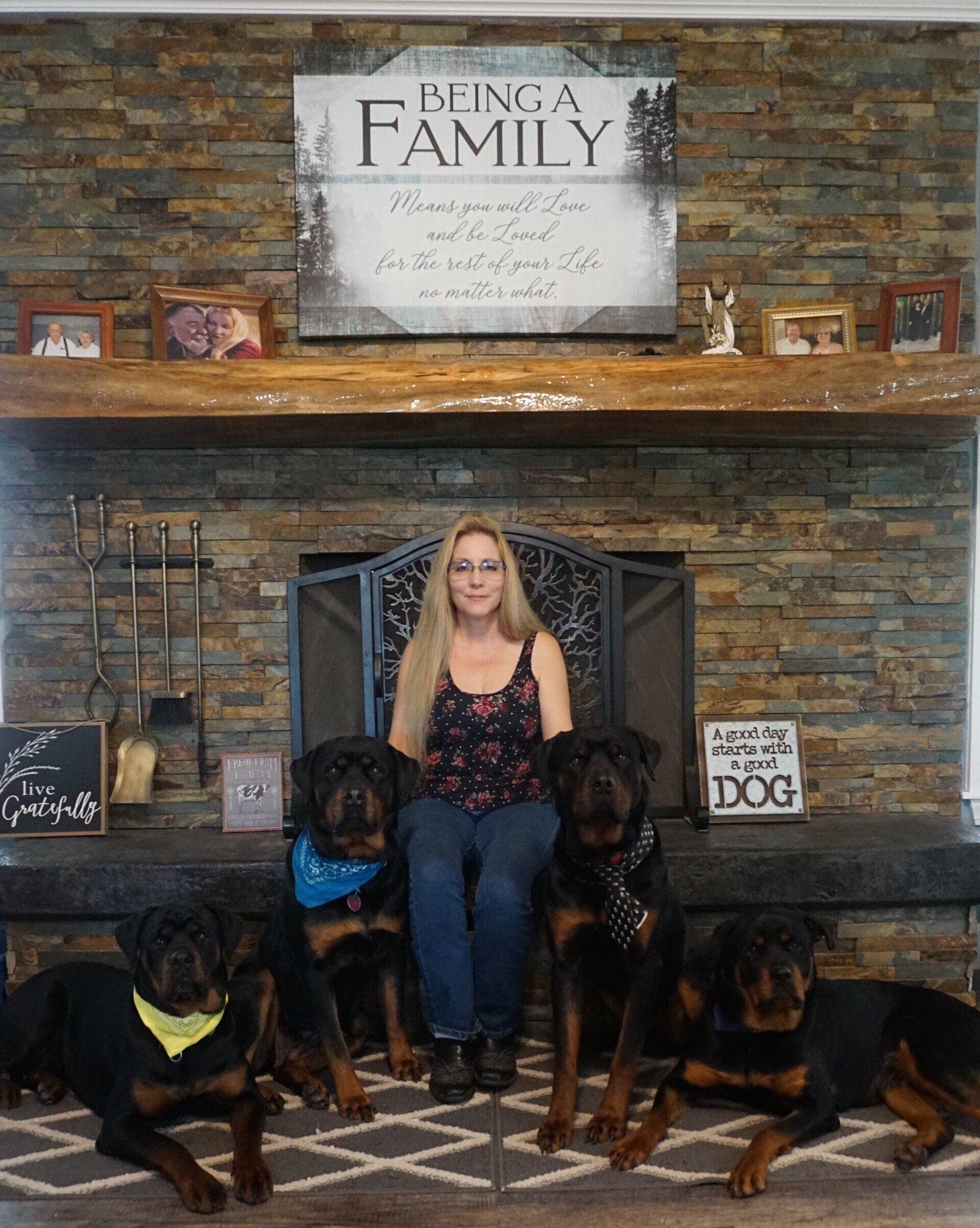 Our dogs  at Spartan Rottweilers are part of our famlly pack.