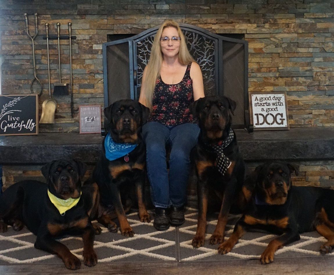 Spartan Rottweilers with 4 adult Rottweilers