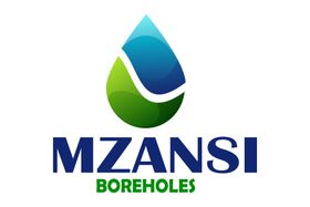 A blue and green logo for mzansi boreholes