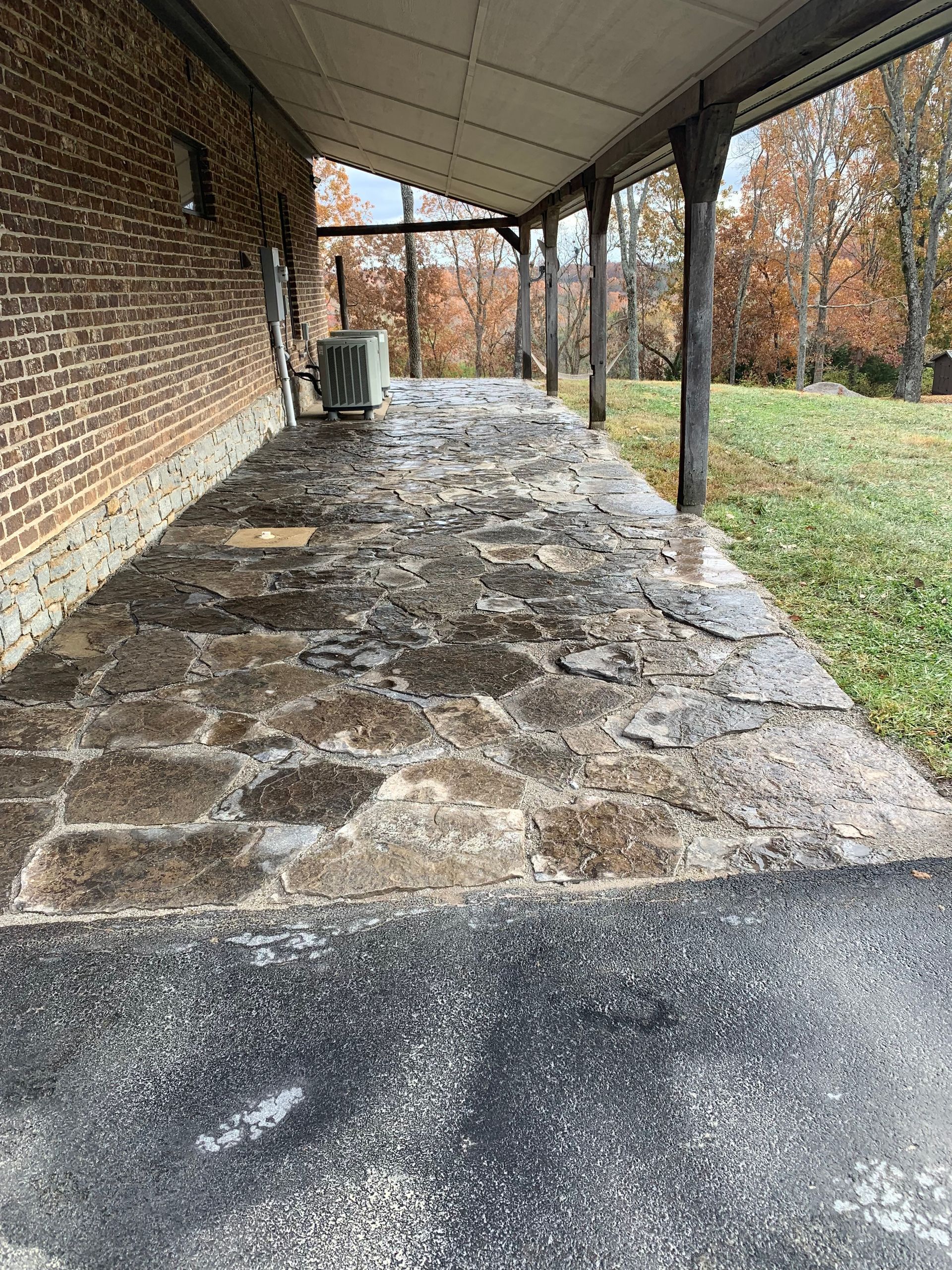 Stone Ladder Patio - Nicholasville, KY - Grassy Lawns